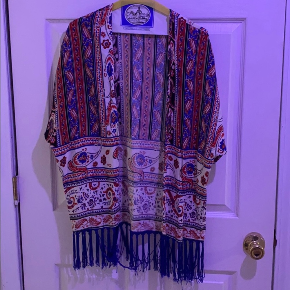 Womens red and blue beach cover up